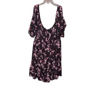 Torrid Black Floral Off Shoulder Mini Dress Size 4X
